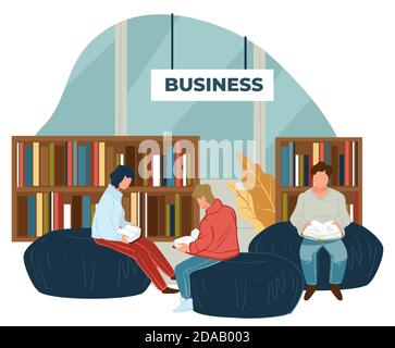 Business department in books store or library Stock Vector