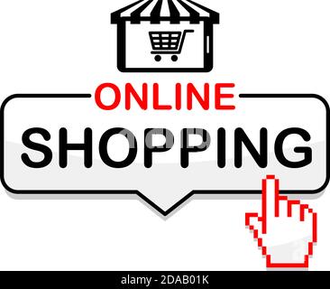 Online shopping icon. Advertising an online store or trading portal, selling goods. Illustration, vector Stock Vector