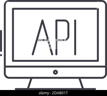 Api interface icon, linear isolated illustration, thin line vector, web design sign, outline concept symbol with editable stroke on white background. Stock Vector