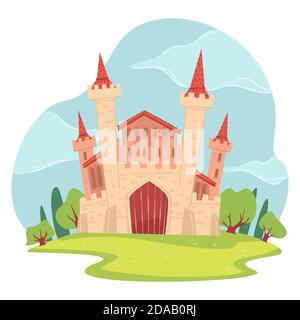 Fairy tale castle or medieval fortress sights Stock Vector