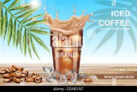 Download Iced Coffee Cup Mock Up Realistic Vector Stock Vector Image Art Alamy