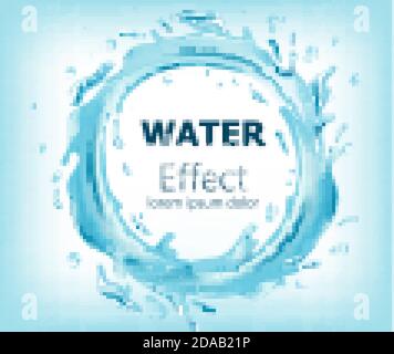 Abstract circle of flowing water. Place for text. Realistic 3D mockup product placement. Vector Stock Vector