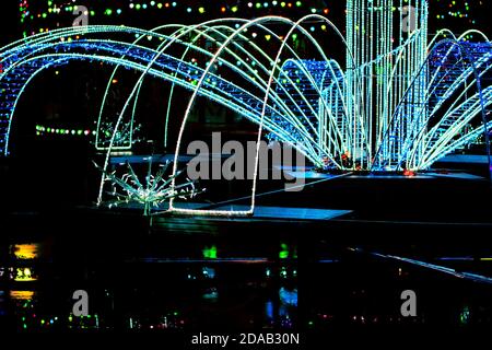 Christmas abstract illumination with neon lights Stock Photo