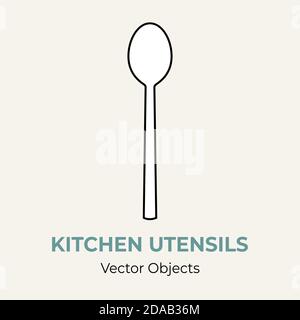 Spoon vector isolate illustration. Vector line illustration logo icon cafe menu banner flayer. Dishware tableware logo Stock Vector