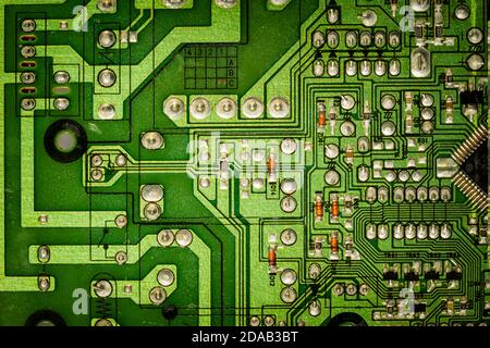 Green electronic system computer motherboard Stock Photo