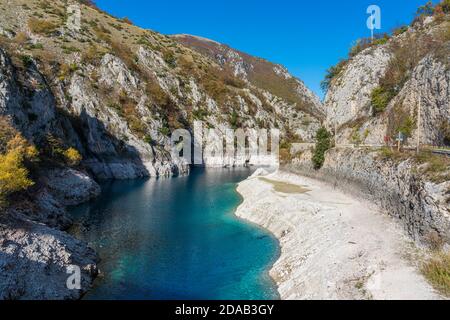 San Domenico Lake during autumn season, near Villalago village, Abruzzo, central Italy. Stock Photo