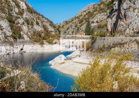 San Domenico Lake during autumn season, near Villalago village, Abruzzo, central Italy. Stock Photo