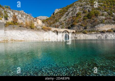 San Domenico Lake during autumn season, near Villalago village, Abruzzo, central Italy. Stock Photo