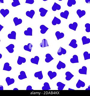 Seamless pattern of blue hearts on white background Stock Photo