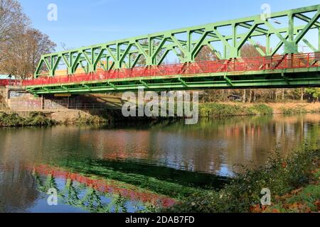 Lukas Brücke (Lucas Bridge) or Lukasbrücke, industrial heritage site steel bridge in Datteln, North Rhine-Westphalia, Germany Stock Photo