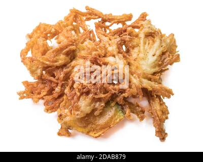 The close up of Thai tempura deep fried vegetable food on white background. Stock Photo