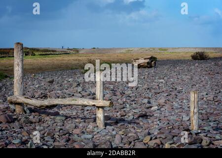 A view across the salt marsh at Porlock Weir, in Somerset Stock Photo