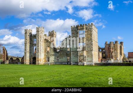 The ruins of Cowdray House (or Castle) a Tudor manor house at Cowdray, Midhurst, a town in West Sussex, south-east England Stock Photo