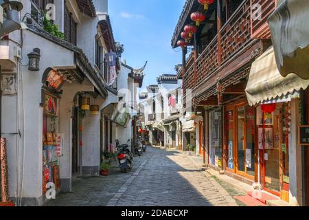 Mingqing ancient street in the old town of Tongli, a famous water town nearby Suzhou and Shanghai, Jiangsu province, China. Stock Photo