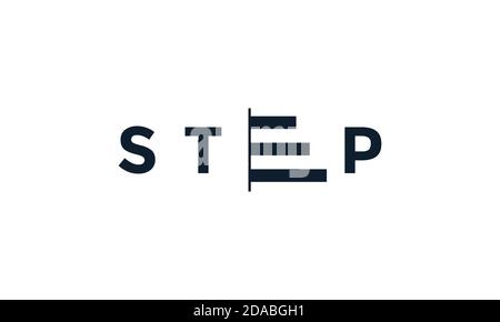 E for step stair logo vector icon illustration design Stock Vector