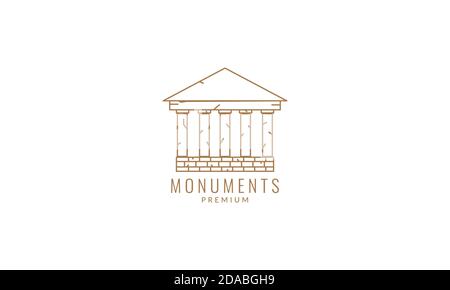 monument building ruins line logo vector icon illustration design Stock Vector