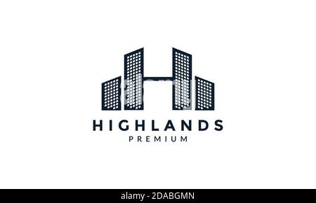 H for high building logo vector icon illustration design Stock Vector