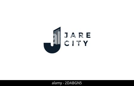J for city building  skyscraper logo vector icon illustration design Stock Vector