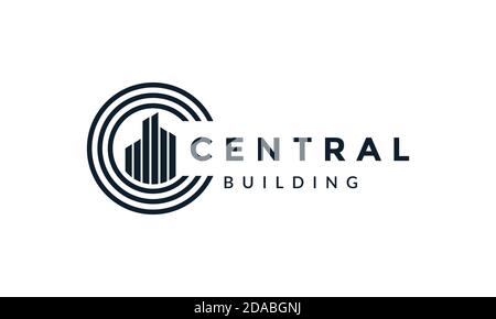 C for building skyscraper logo vector icon illustration design Stock Vector