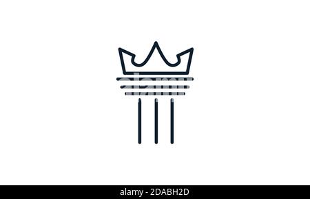 crown king with monument line outline logo vector icon illustration Stock Vector