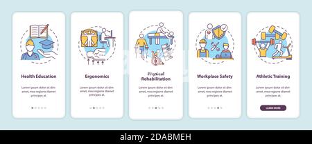 Health education onboarding mobile app page screen with concepts Stock Vector