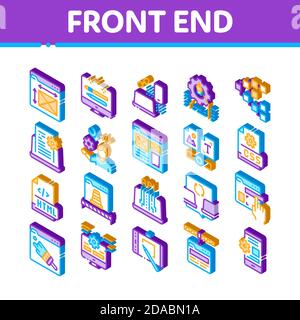 Front End Development Isometric Icons Set Vector Stock Vector