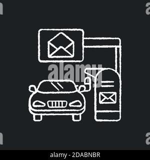 Drive through mailbox chalk white icon on black background Stock Vector