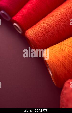 Composition of colorful vibrant wool threads Stock Photo