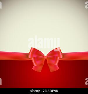 Gift Card with Red Ribbon and Bow. Vector illustration Stock Vector