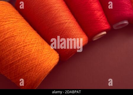 Composition of colorful vibrant wool threads Stock Photo