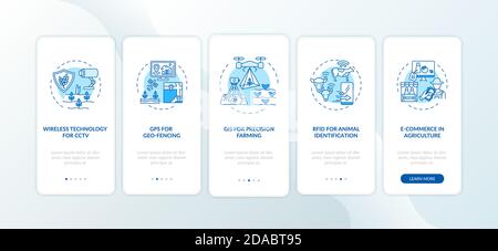Information technology in agriculture onboarding mobile app page screen with concepts Stock Vector