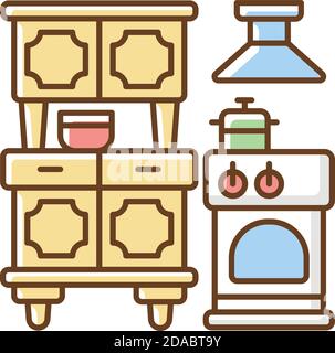 Kitchen appliances RGB color icon Stock Vector