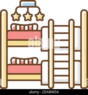 bunk bed kid bedroom color icon vector illustration Stock Vector Image ...