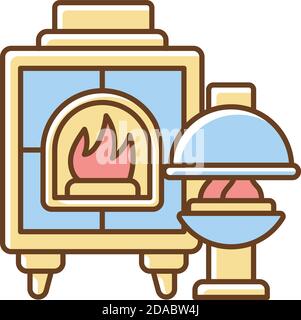 Fireplaces RGB color icon Stock Vector