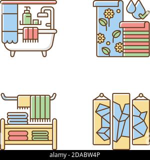 Style ideas for home RGB color icons set Stock Vector
