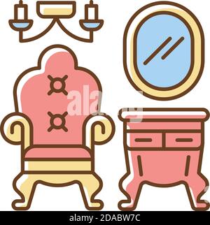 Vintage furniture RGB color icon Stock Vector