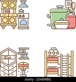 Homeware RGB color icons set Stock Vector