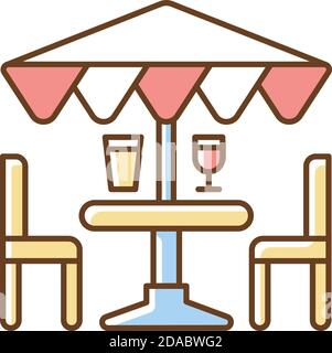 Patio furniture and accessories RGB color icon Stock Vector