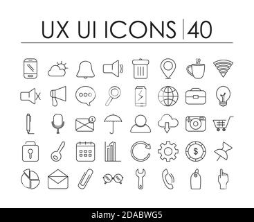 ux ui icons over white background, half line half color style, vector ...