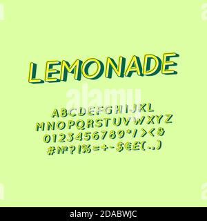 Lemonade vintage 3d vector alphabet set Stock Vector