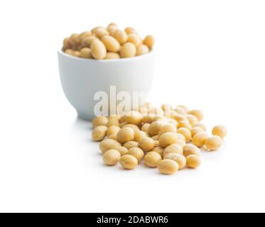 Dried soy beans isolated on white background. Stock Photo