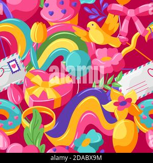 Happy Valentine Day seamless pattern. Stock Vector
