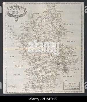 Staffordshire. 'STAFFORD SHIRE' by ROBERT MORDEN. Camden's Britannia 1695 map Stock Photo