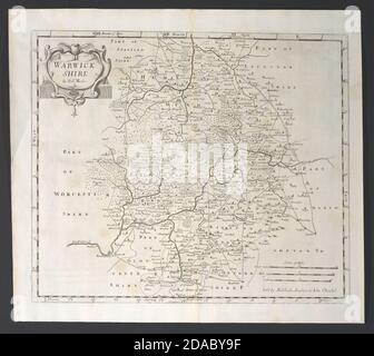 Warwickshire. 'WARWICK SHIRE' by ROBERT MORDEN from Camden's Britannia 1753 map Stock Photo