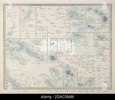 PACIFIC ISLANDS. Polynesia Hawaii Samoa Fiji Tonga Tahiti Cook. SDUK 1857 map