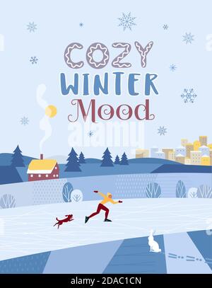 Rural landscape in winter Stock Vector