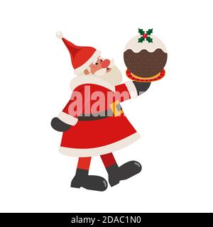 Santa Claus with Christmas Pudding vector icon Stock Vector