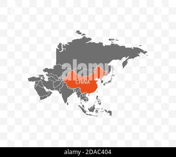 China on asia map vector. Vector illustration. Stock Vector
