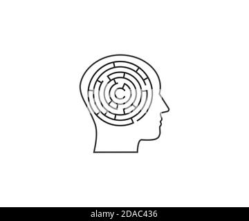 Head, maze, strategy icon. Vector illustration, flat. Stock Vector