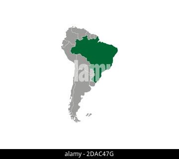 Brazil on South America map vector. Vector illustration. Stock Vector